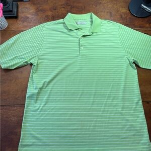 Donald Ross Men's Lime Green Striped Polo Shirt